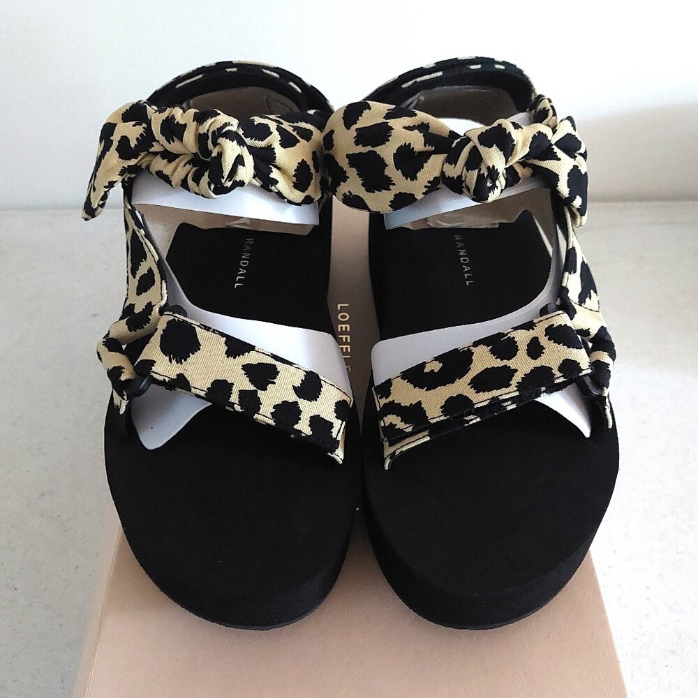 NEW Loeffler Randall Maisie Leopard Animal Print Canvas Platform Sandals 7M